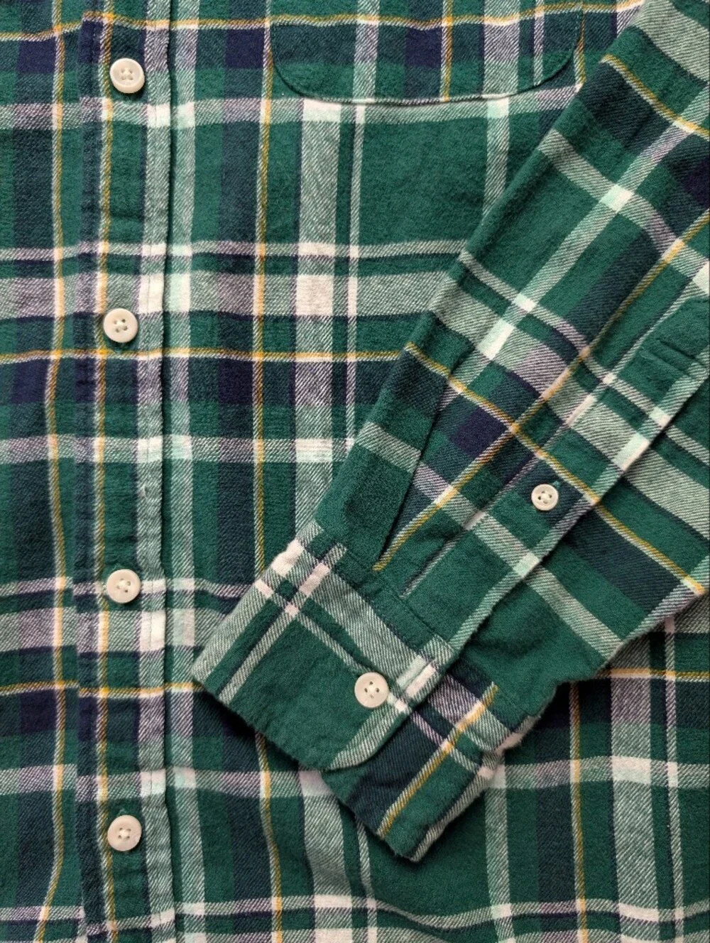 J Crew Men's Green Plaid Flannel Button-Up Shirt Sz M 100% Cotton‎ Soft Fall
